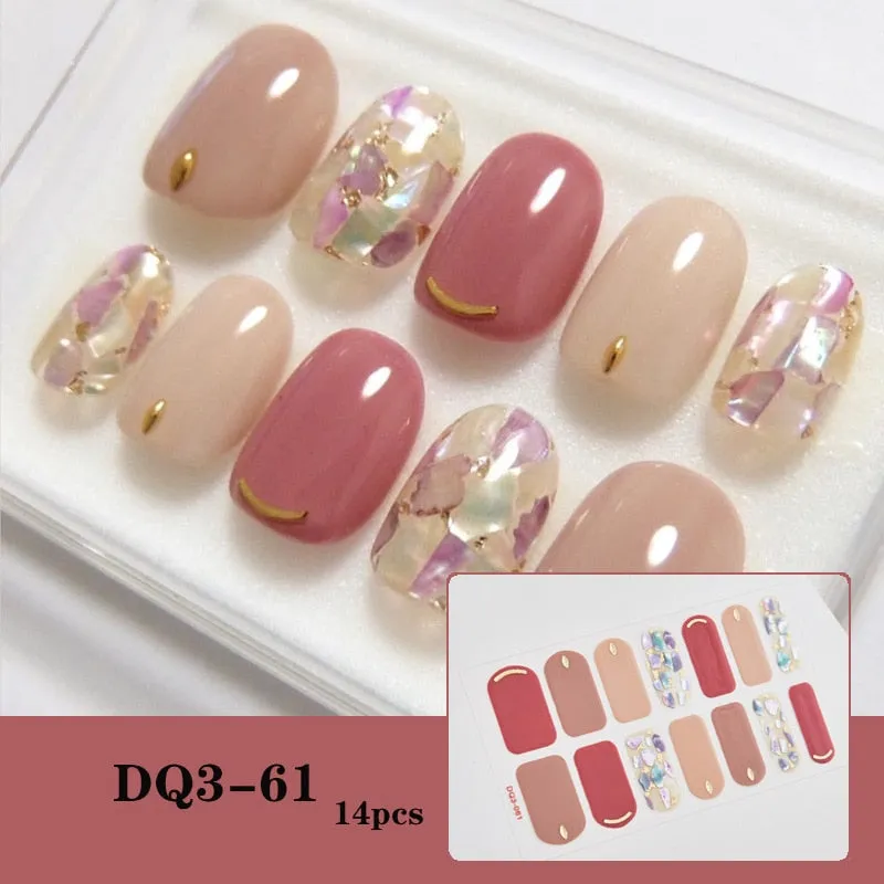 Yeknu 3pcs 22 Tips Nail Sticker Solid Color And Striped Manicure Creative Salon Nail Wraps DIY Nail Stickers Set Sticker For Nails Art