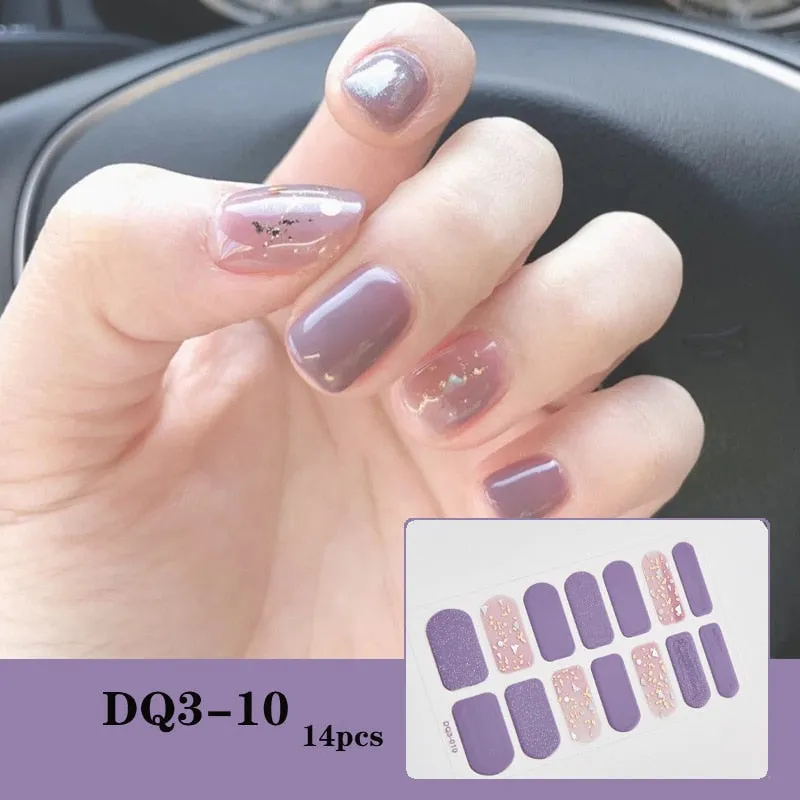 Yeknu 3pcs 22 Tips Nail Sticker Solid Color And Striped Manicure Creative Salon Nail Wraps DIY Nail Stickers Set Sticker For Nails Art