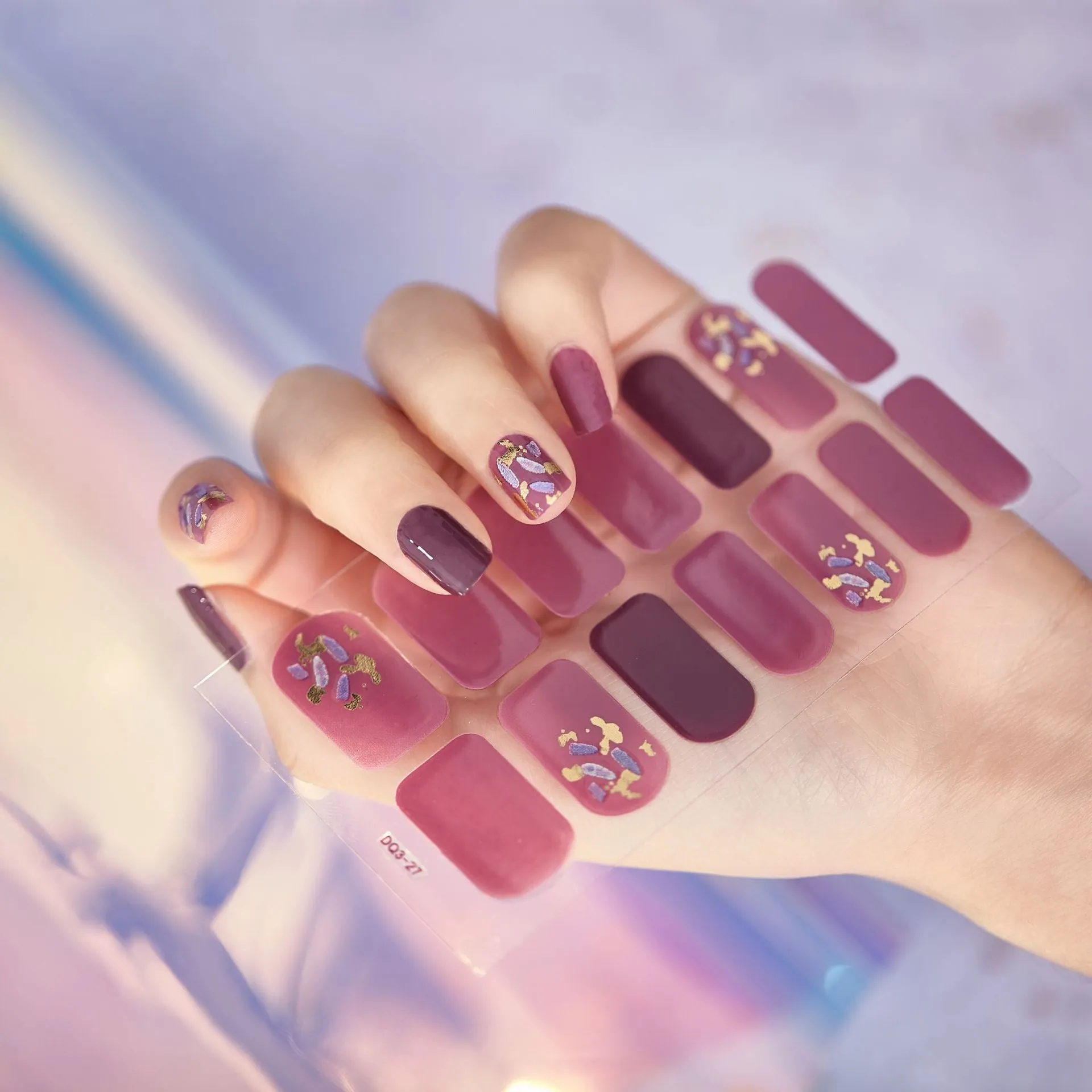 Yeknu 3pcs 22 Tips Nail Sticker Solid Color And Striped Manicure Creative Salon Nail Wraps DIY Nail Stickers Set Sticker For Nails Art