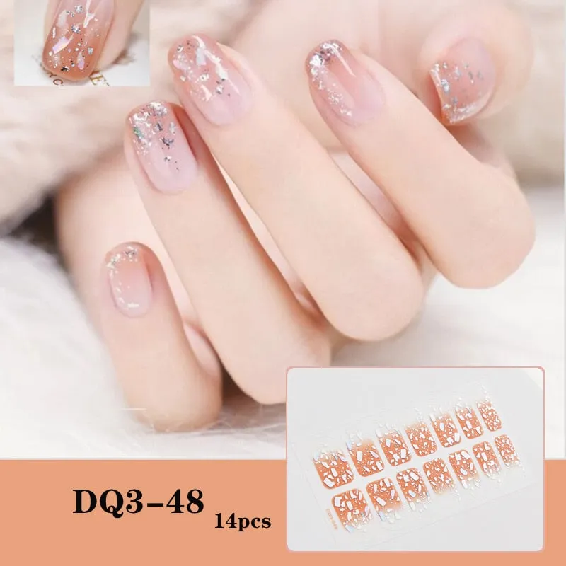 Yeknu 3pcs 22 Tips Nail Sticker Solid Color And Striped Manicure Creative Salon Nail Wraps DIY Nail Stickers Set Sticker For Nails Art