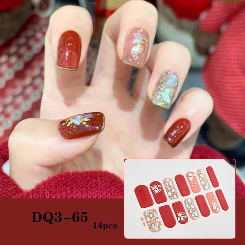 Yeknu 3pcs 22 Tips Nail Sticker Solid Color And Striped Manicure Creative Salon Nail Wraps DIY Nail Stickers Set Sticker For Nails Art