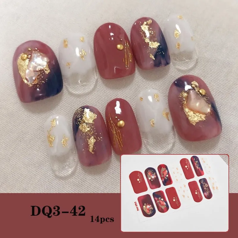 Yeknu 3pcs 22 Tips Nail Sticker Solid Color And Striped Manicure Creative Salon Nail Wraps DIY Nail Stickers Set Sticker For Nails Art