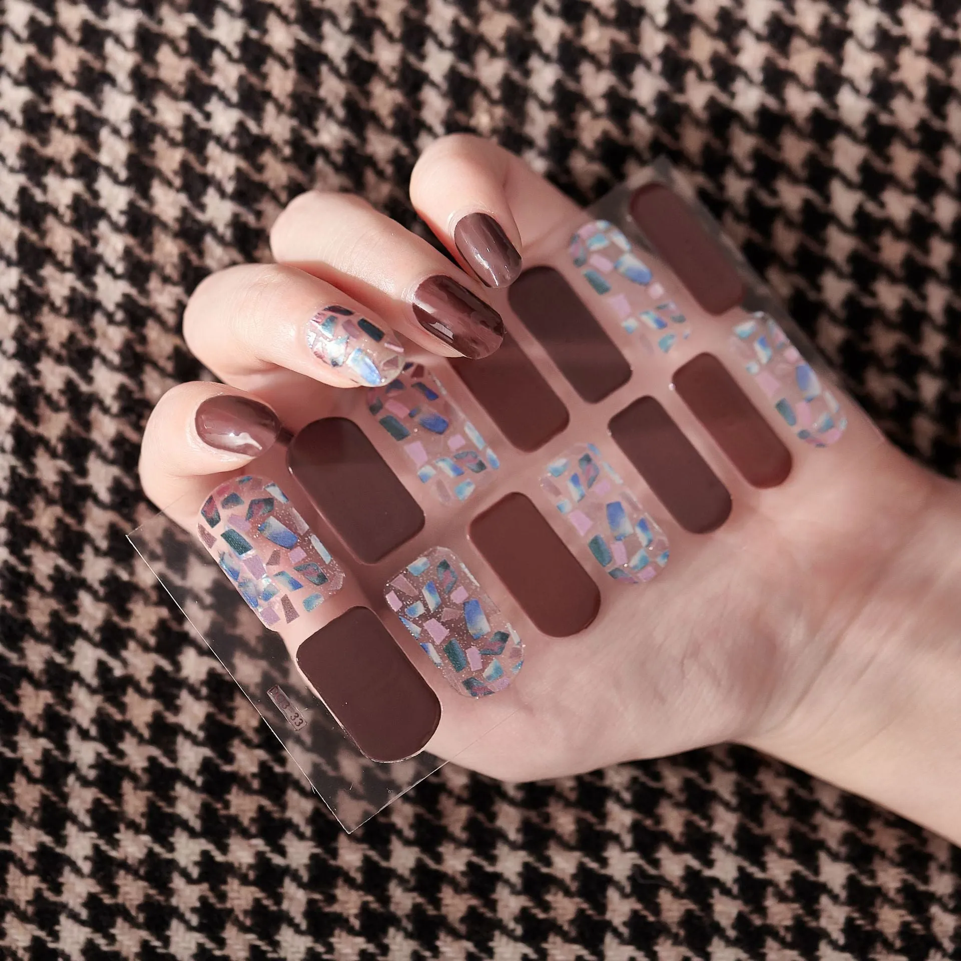 Yeknu 3pcs 22 Tips Nail Sticker Solid Color And Striped Manicure Creative Salon Nail Wraps DIY Nail Stickers Set Sticker For Nails Art