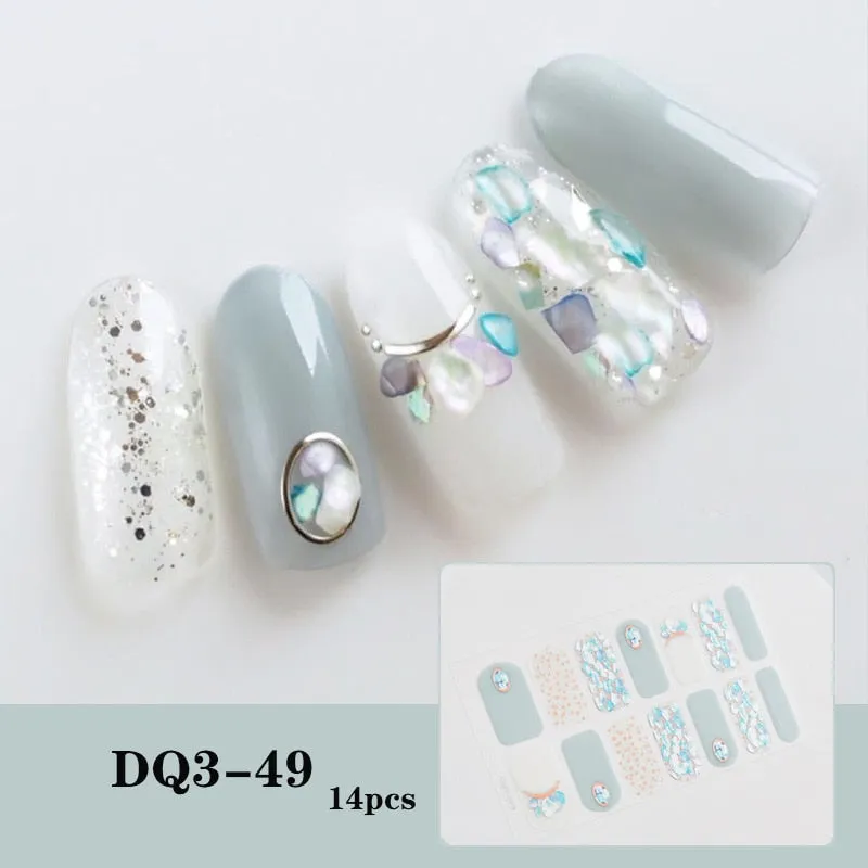 Yeknu 3pcs 22 Tips Nail Sticker Solid Color And Striped Manicure Creative Salon Nail Wraps DIY Nail Stickers Set Sticker For Nails Art
