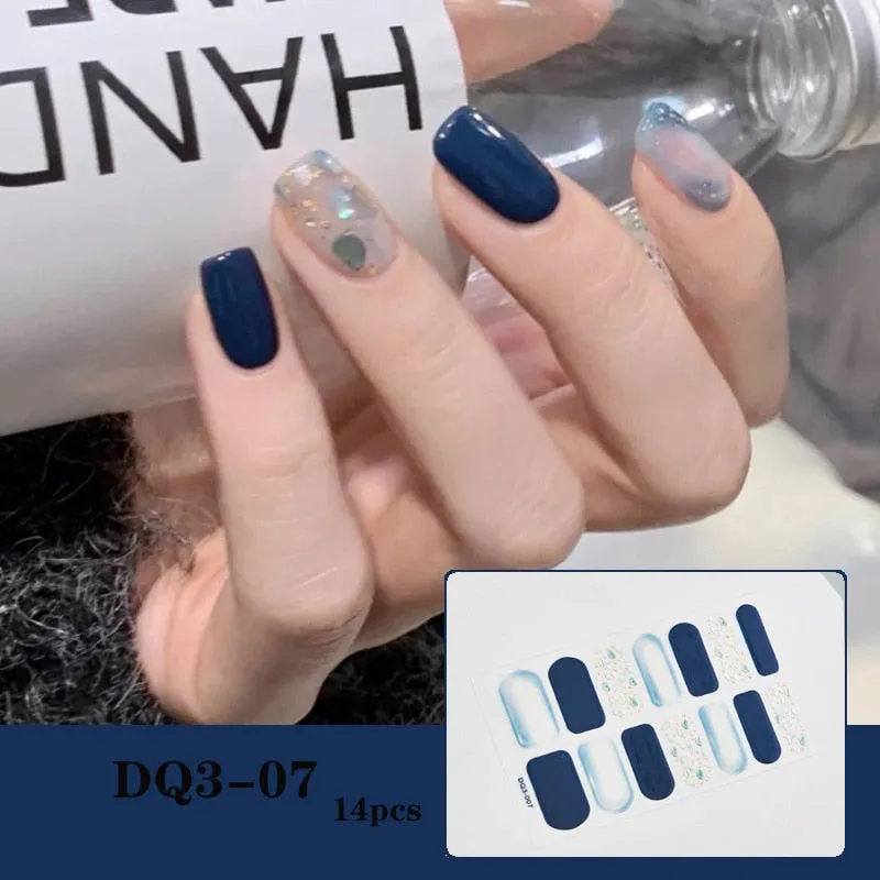 Yeknu 3pcs 22 Tips Nail Sticker Solid Color And Striped Manicure Creative Salon Nail Wraps DIY Nail Stickers Set Sticker For Nails Art