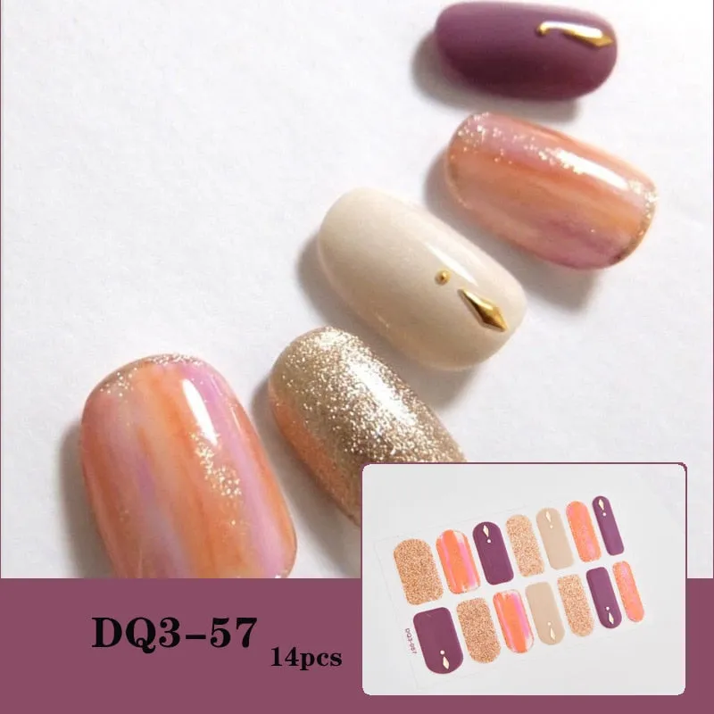 Yeknu 3pcs 22 Tips Nail Sticker Solid Color And Striped Manicure Creative Salon Nail Wraps DIY Nail Stickers Set Sticker For Nails Art
