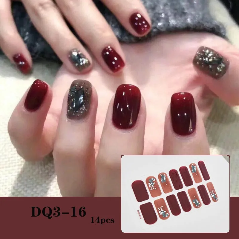 Yeknu 3pcs 22 Tips Nail Sticker Solid Color And Striped Manicure Creative Salon Nail Wraps DIY Nail Stickers Set Sticker For Nails Art