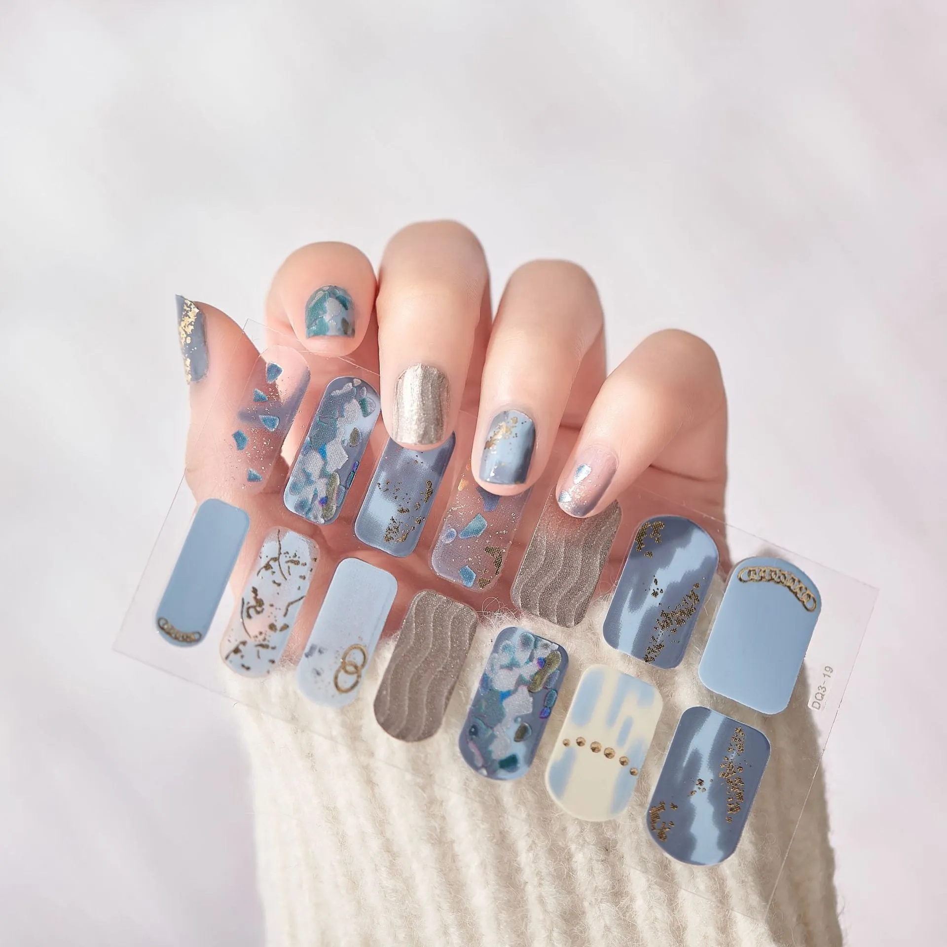 Yeknu 3pcs 22 Tips Nail Sticker Solid Color And Striped Manicure Creative Salon Nail Wraps DIY Nail Stickers Set Sticker For Nails Art