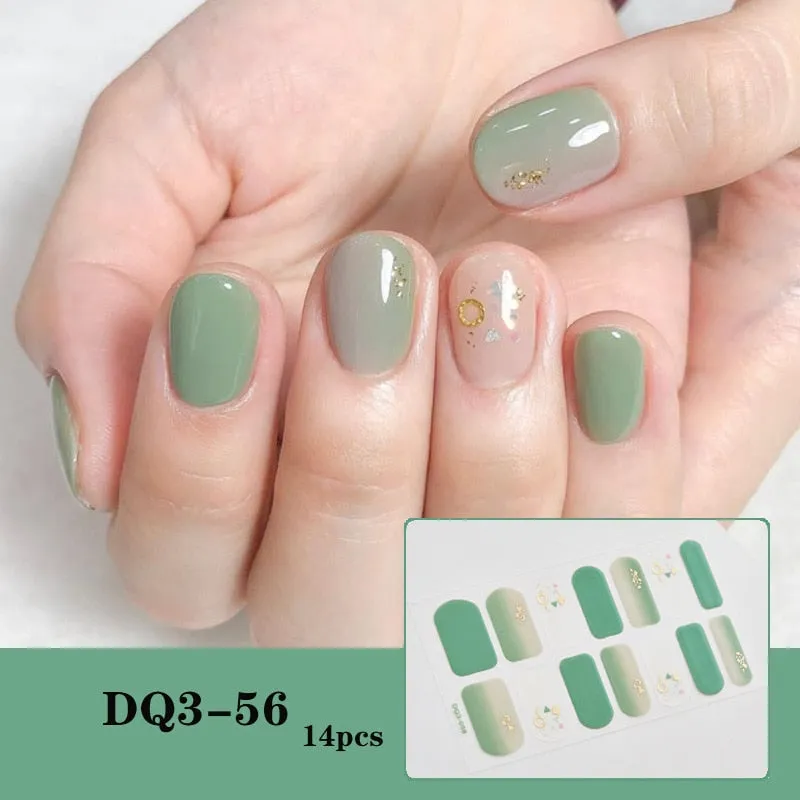 Yeknu 3pcs 22 Tips Nail Sticker Solid Color And Striped Manicure Creative Salon Nail Wraps DIY Nail Stickers Set Sticker For Nails Art