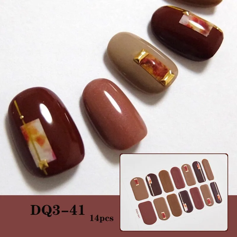 Yeknu 3pcs 22 Tips Nail Sticker Solid Color And Striped Manicure Creative Salon Nail Wraps DIY Nail Stickers Set Sticker For Nails Art