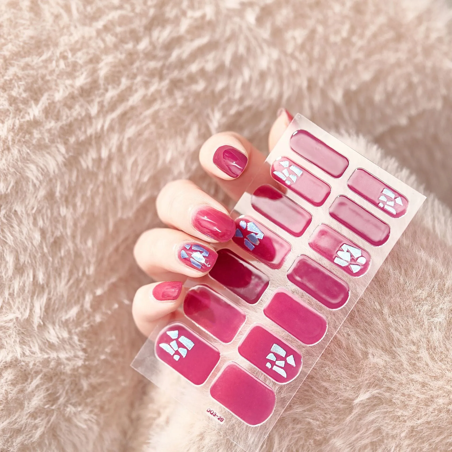 Yeknu 3pcs 22 Tips Nail Sticker Solid Color And Striped Manicure Creative Salon Nail Wraps DIY Nail Stickers Set Sticker For Nails Art