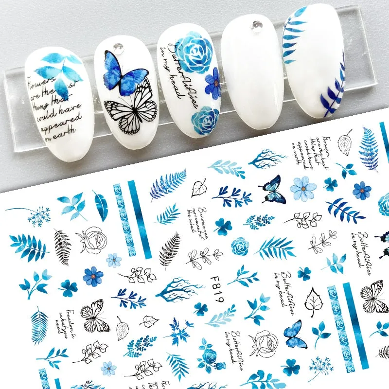 Yeknu Autumn Maple Leaf For Nail Sticker 3D Gold Yellow Fall Hollow Leaf Foil Design Adhesive Decal Slider Nail Decoration BESW-CS034